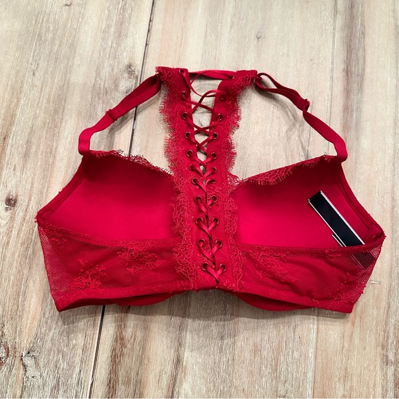 NWOT Victoria’s Secret Front Close Lace Push-up Bra Vibrant Red 32C - Picture 9 of 10